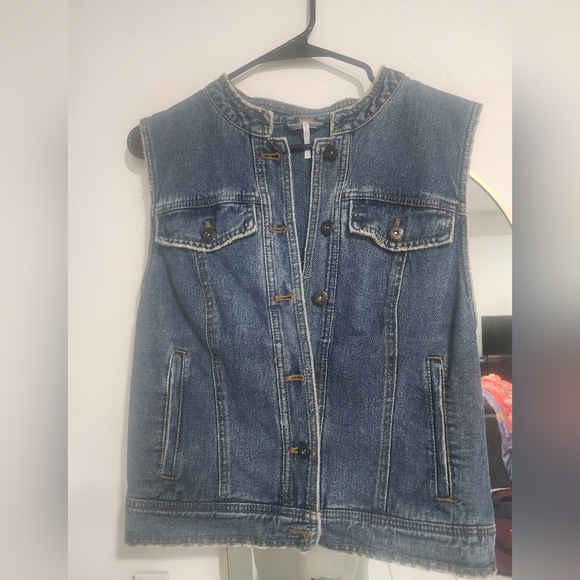 Free People Jackets & Blazers - Free People Blue Denim Vest
